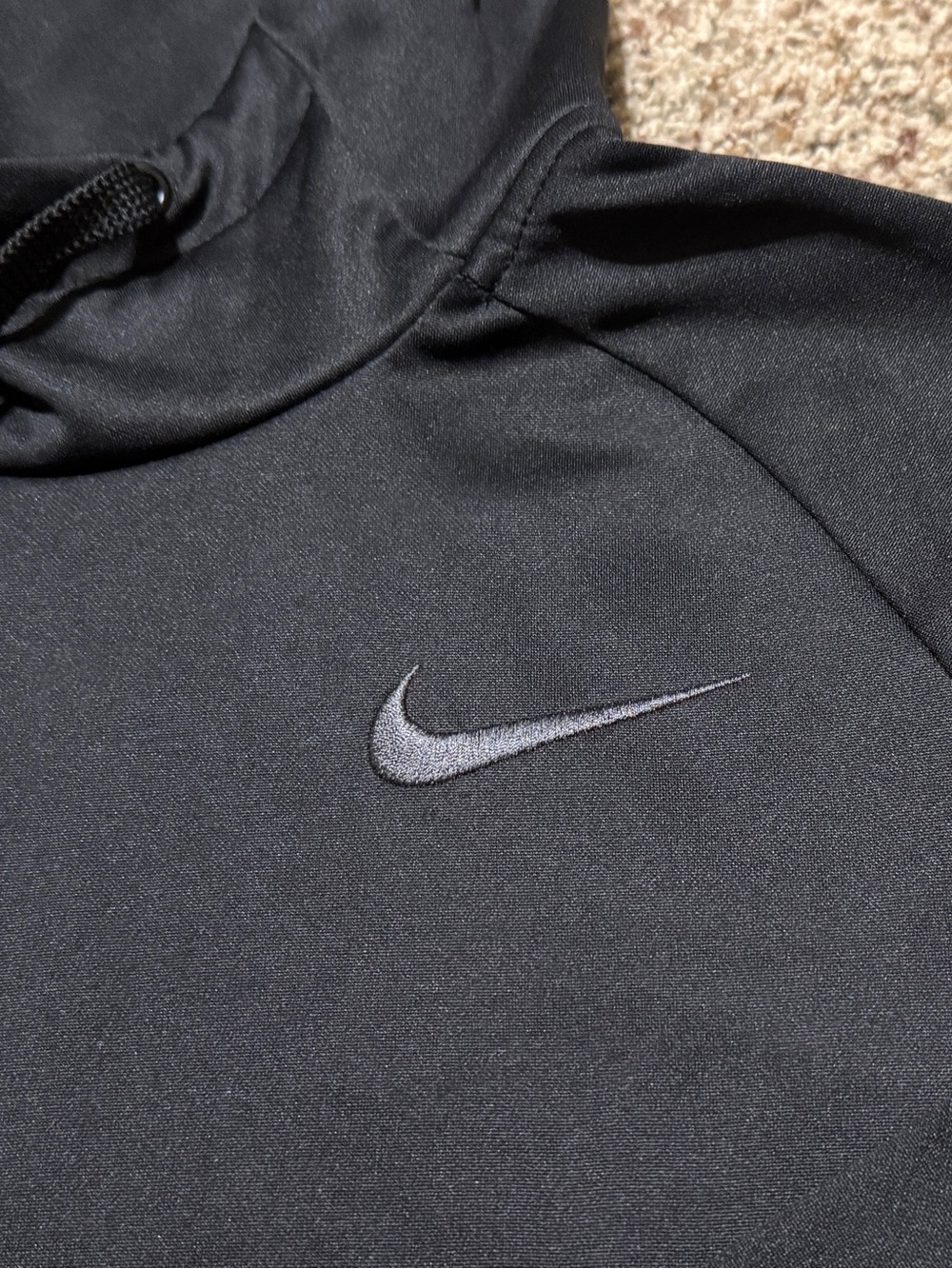 Nike Dri-Fit Black Pullover Hoodie with Embroidered Swoosh Mens M EUC - Picture 3 of 7